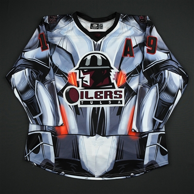 Joey Sides - Tulsa Oilers - 2017-18 MARVEL Ultron Super Hero Night - Game-Worn Autographed 1st Period Only Jersey w/A