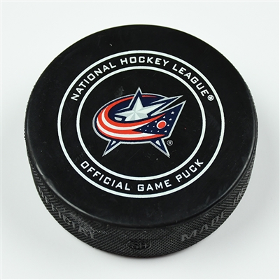 Devante Smith-Pelly - Washington Capitals - Goal Puck - April 23, 2018 vs. Clb. Blue Jackets (Blue Jackets Logo) - 2018 Stanley Cup Playoffs - Round 1 Game 6