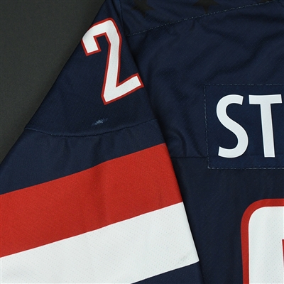 Spencer Stastney - 2018 U.S. National Under-18 IIHF Men's World Championship - Game-Worn Blue Jersey