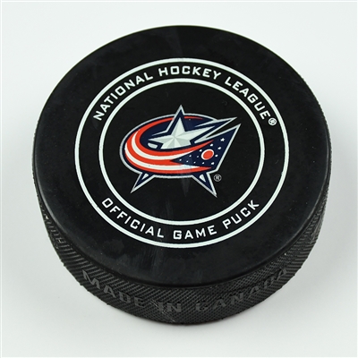 Chandler Stephenson - Washington Capitals - Goal Puck - April 23, 2018 vs. Clb. Blue Jackets (Blue Jackets Logo) - 2018 Stanley Cup Playoffs - Round 1 Game 6