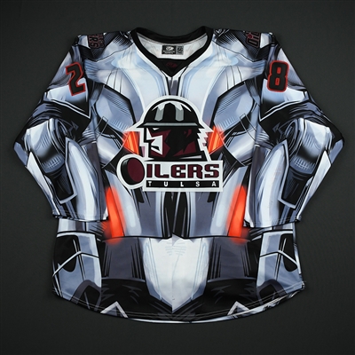 Ryan Tesink - Tulsa Oilers - 2017-18 MARVEL Ultron Super Hero Night - Game-Worn Autographed 1st Period Only Jersey