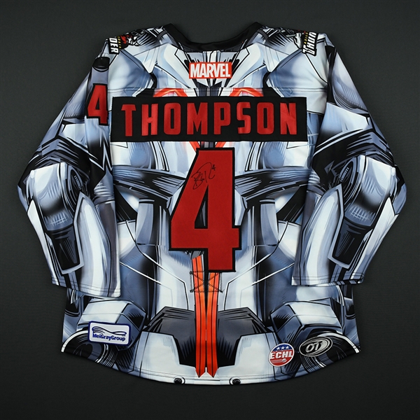 Blake Thompson - Adirondack Thunder - 2017-18 MARVEL Super Hero Night - Game-Worn Autographed Jersey