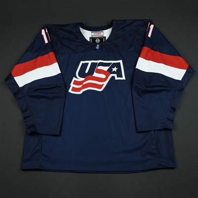 Alex Turcotte - 2018 U.S. National Under-18 IIHF Mens World Championship - Game-Worn Blue Jersey