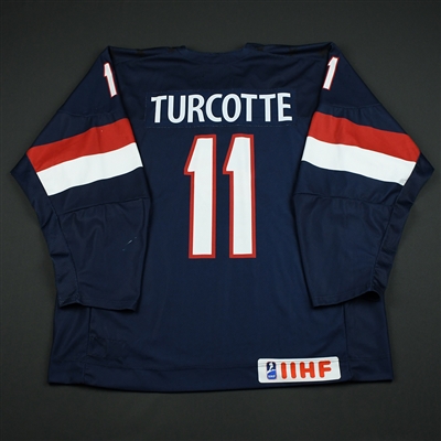 Alex Turcotte - 2018 U.S. National Under-18 IIHF Men's World Championship - Game-Worn Blue Jersey
