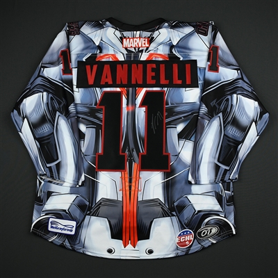 Tommy Vannelli - Tulsa Oilers - 2017-18 MARVEL Ultron Super Hero Night - Game-Worn Autographed 1st Period Only Jersey