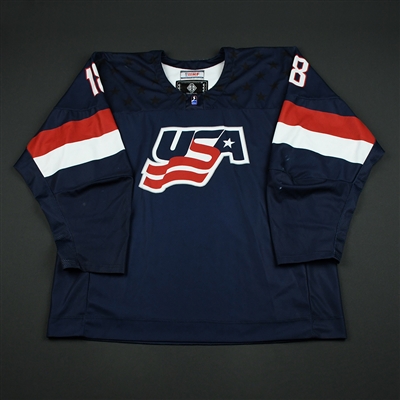 Oliver Wahlstrom - 2018 U.S. National Under-18 IIHF Mens World Championship - Game-Worn Blue Jersey