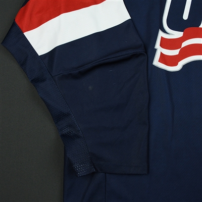 Oliver Wahlstrom - 2018 U.S. National Under-18 IIHF Men's World Championship - Game-Worn Blue Jersey
