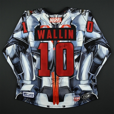 Terrence Wallin - Adirondack Thunder - 2017-18 MARVEL Super Hero Night - Game-Worn Autographed Jersey