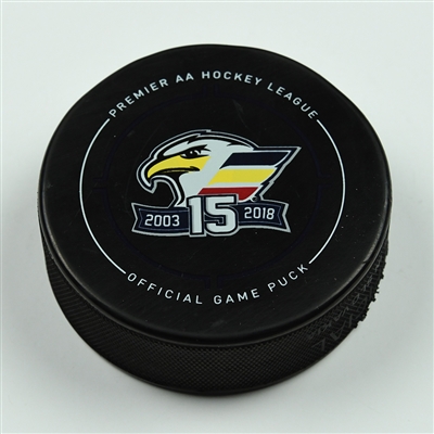 Sam Warning - Florida Everblades - 2018 Kelly Cup Finals - Goal Puck - Game 1 - Goal #3
