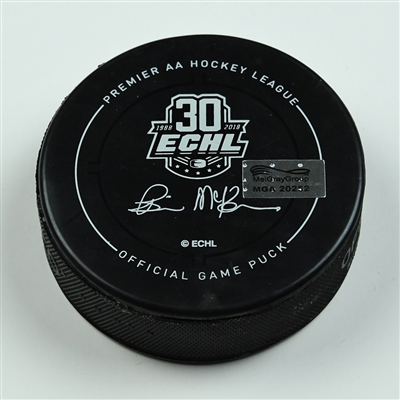 Sam Warning - Florida Everblades - 2018 Kelly Cup Finals - Goal Puck - Game 2 - Goal #2