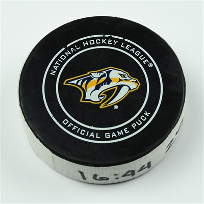 Austin Watson - Nashville Predators - Goal Puck - April 12, 2018 vs. Col. Avalanche (Predators Logo) - 2018 Stanley Cup Playoffs - Round 1 Game 1