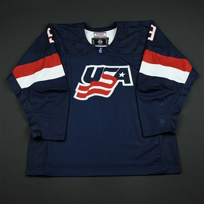 Tyler Weiss - 2018 U.S. National Under-18 IIHF Mens World Championship - Game-Worn Blue Jersey