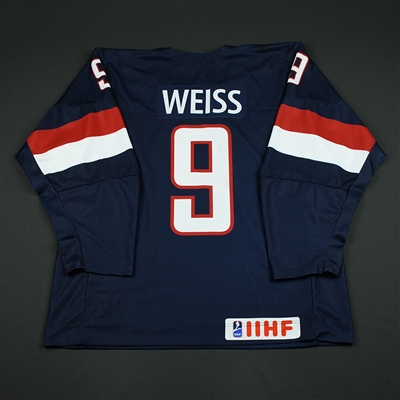 Tyler Weiss - 2018 U.S. National Under-18 IIHF Men's World Championship - Game-Worn Blue Jersey