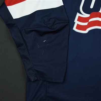 Bode Wilde - 2018 U.S. National Under-18 IIHF Men's World Championship - Game-Worn Blue Jersey