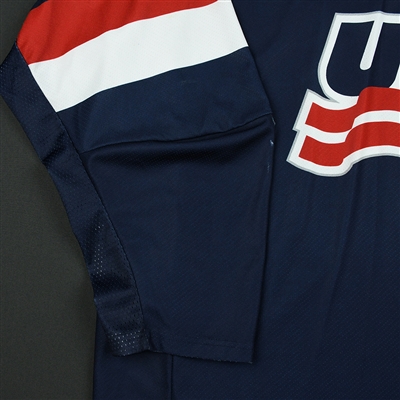 Jake Wise - 2018 U.S. National Under-18 IIHF Men's World Championship - Game-Worn Blue Jersey
