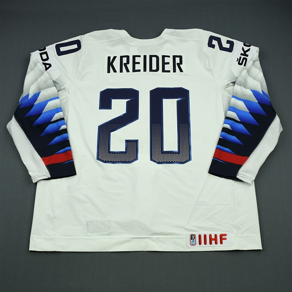 Chris Kreider - 2018 U.S. IIHF World Championship - Game-Worn White Jersey