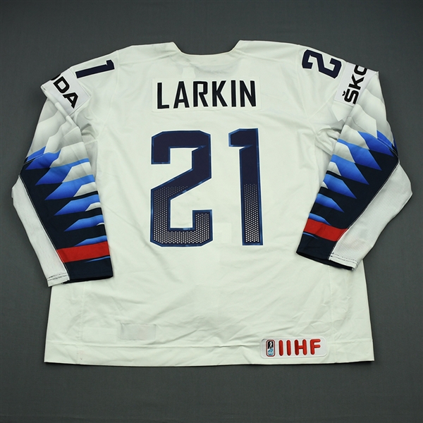 Dylan Larkin - 2018 U.S. IIHF World Championship - Game-Worn White w/A Jersey