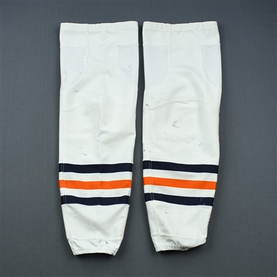 Connor McDavid - Game-Worn White adidas Socks - November 9, 2017 at New Jersey Devils -<br />PHOTO-MATCHED