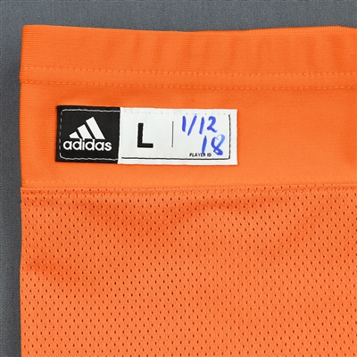 Connor McDavid - Game-Worn Orange adidas Socks - December 1, 2018 vs. Vegas Golden Knights - PHOTO-MATCHED