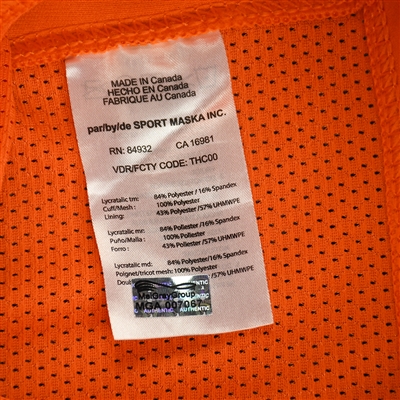 Connor McDavid - Game-Worn Orange adidas Socks - December 1, 2018 vs. Vegas Golden Knights - PHOTO-MATCHED