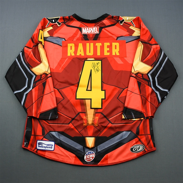 Alex Rauter - Wheeling Nailers - 2018-19 MARVEL Super Hero Night - Game-Worn Autographed Jersey, and Socks