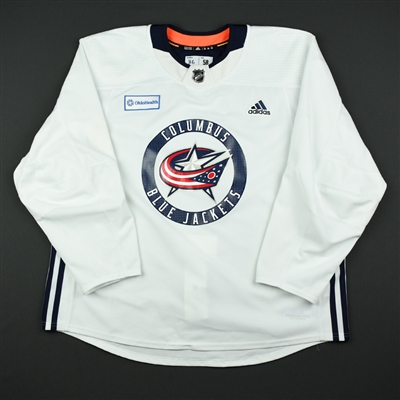 Zac Dalpe - 17-18 - Columbus Blue Jackets - White Practice Jersey w/ OhioHealth Patch 
