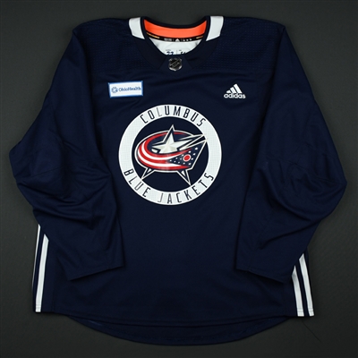 Sonny Milano - 17-18 - Columbus Blue Jackets - Navy Practice Jersey w/ OhioHealth Patch 