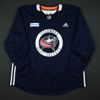 Pierre-Luc Dubois - 17-18 - Columbus Blue Jackets - Navy Practice Jersey w/ OhioHealth Patch 
