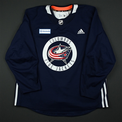Ryan Murray - 17-18 - Columbus Blue Jackets - Navy Practice Jersey w/ OhioHealth Patch 