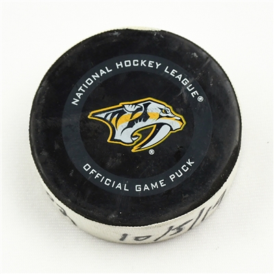 Tyler Bertuzzi - Detroit Red Wings - October 5, 2019 vs. Nashville Predators (Predators Logo)
