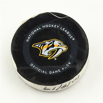 Roman Josi - Nashville Predators - October 8, 2019 vs. San Jose Sharks (Predators Logo)