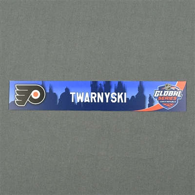 Carsen Twarynski - 2019 NHL Global Series Locker Room Nameplate Game-Issued