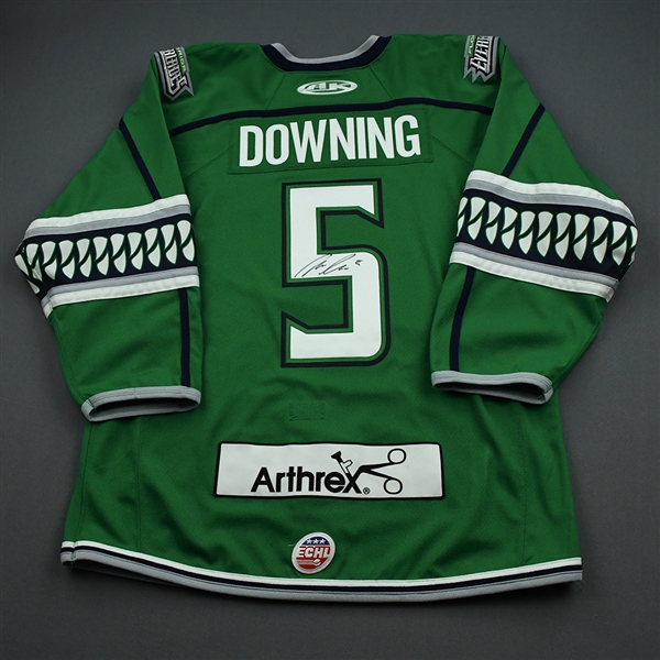 Michael Downing - Florida Everblades - Game-Worn - Green - Autographed Jersey - 2019-20 Season 
