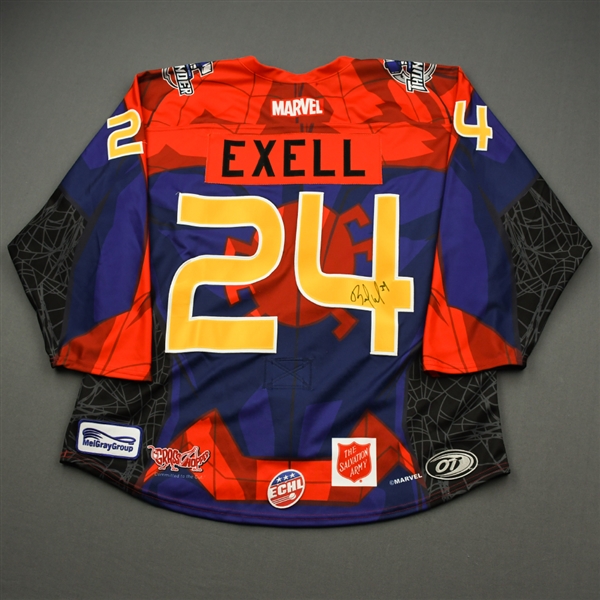 Billy Exell - Spider-Man- 2019-20 MARVEL Super Hero Night - Game-Worn Jersey and Socks 