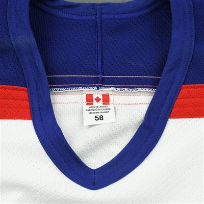 New York Rangers - White Vintage Jersey w/ 'V' Patch AirKnit Material, Size 58