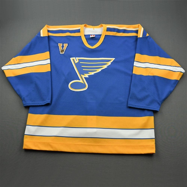 St. Louis Blues - Blue Vintage Jersey w/ V Patch AirKnit Material , Size 58