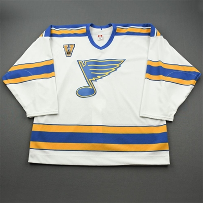 St. Louis Blues - White Vintage Jersey w/ V Patch AirKnit Material, Size 56