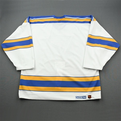 St. Louis Blues - White Vintage Jersey w/ 'V' Patch AirKnit Material, Size 56