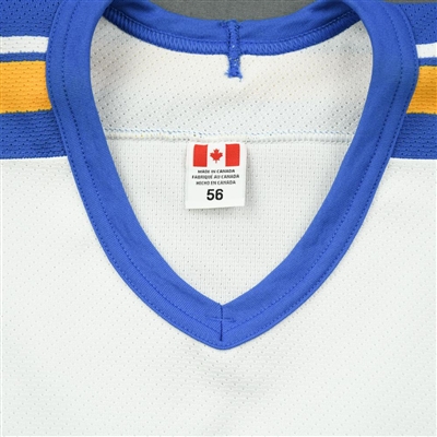 St. Louis Blues - White Vintage Jersey w/ 'V' Patch AirKnit Material, Size 56