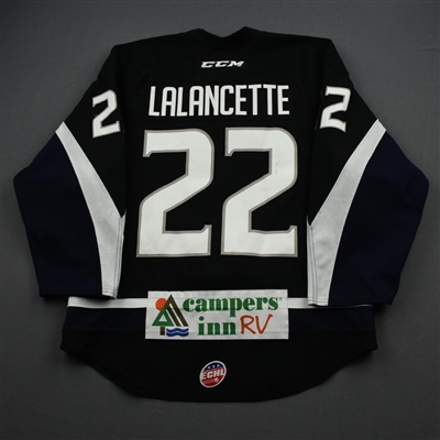 Christophe Lalancette - 2018-19 Icemen Regular Season - Black -  Game-Worn Jersey 