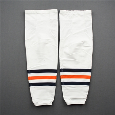 Connor McDavid - Game-Worn White adidas Socks - October 16, 2018 at Winnipeg Jets - Photo LOA Included