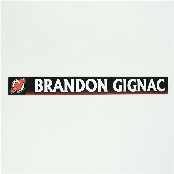 Brandon Gignac - New Jersey Devils Locker Room Nameplate  