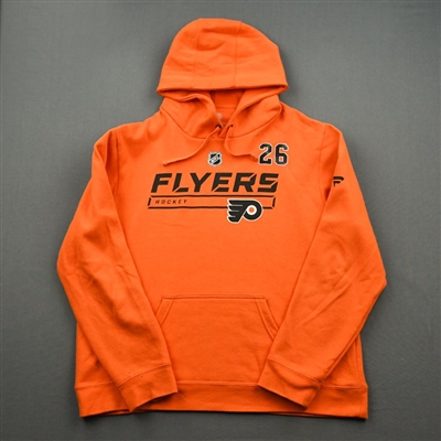 2019-20 Philadelphia Flyers - Tyler Wotherspoon - Team Issued - Orange Hooded Sweatshirt