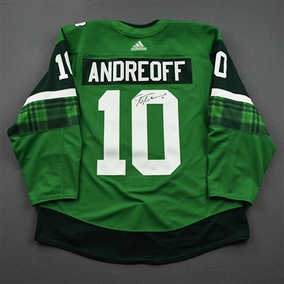 Andy Andreoff - St. Patrick's Day Warm-Up Worn Autographed Jersey 