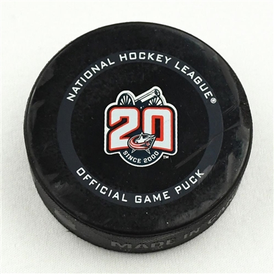 Oliver Bjorkstrand - Columbus Blue Jackets - Goal Puck - March 11, 2021 vs. Florida Panthers (Blue Jackets 20th Anniversary Logo)
