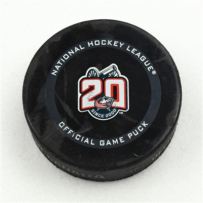 Michael Del Zotto - Columbus Blue Jackets - Goal Puck - March 9, 2021 vs. Florida Panthers (Blue Jackets 20th Anniversary Logo)