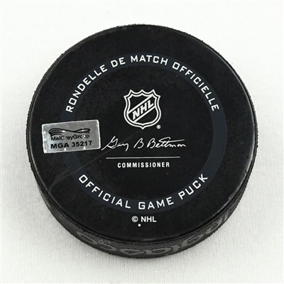 Max Domi - Columbus Blue Jackets - Goal Puck - March 11, 2021 vs. Florida Panthers (Blue Jackets 20th Anniversary Logo)