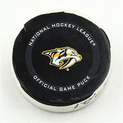 Mattias Ekholm - Nashville Predators - Goal Puck - February 27, 2021 vs. Columbus Blue Jackets (Predators Logo)