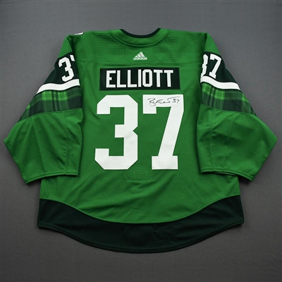 Brian Elliott - St. Patrick's Day Warm-Up Worn Autographed Jersey 