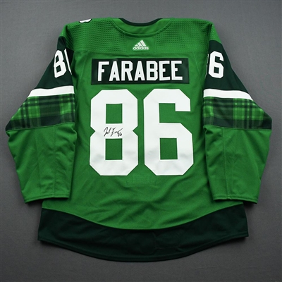 Joel Farabee - St. Patrick's Day Warm-Up Worn Autographed Jersey 